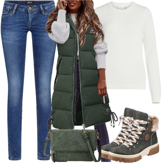 90er Outfit mit Dunkelgrün/Grün Sportrucksack Duohropke "Herbstlicher Look"Look: Western, Elegant, Sexy, Vintage, Sportlich, Oversize, Löwe, Outdoor, 90er