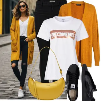 Outfit mit Schwarz Gefütterte Leggings/Stretchhose/Bike Hose/High Waist Legging/Steghose/Skinny Hose/Jeggings/Treggings/Slim Hose/Leggings mit Schlitz/Lederjacke/Winterjacke/High Waist Jeans/Caprijeans/Damen 7/8-Länge Jeans/Biker Jeans/Leder Schuhe/Thermojeans/Sweatjeans Brax "Coole Frühlings Outfits"