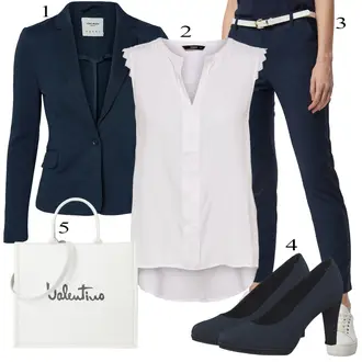 Chino Outfit sa Tamnoplava/Plava Hlače od muslina/Poslovna Hlača/Hlače s Prorezom/Treggings/Chino Hlače/Rastezljiva Hlača/Hlača od Odijela/Uske Hlača/Skinny Hlače VERO MODA "Tvoj otmjeni outfit"