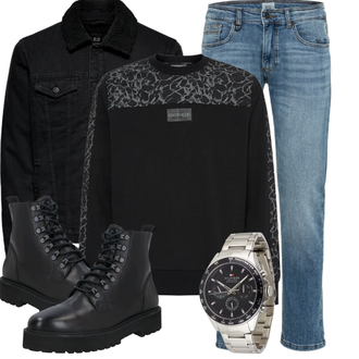 Winter Outfits 80er mit Silber/Grau Armbanduhr/Smartwatch/Uhrwerkzeug/Kettenuhr Tommy Hilfiger "Cooles Winter Outfit"Look: Rap, Metal, Retro, 80er, Elegant, Old Money, Unisex, Classic, Ungarische
