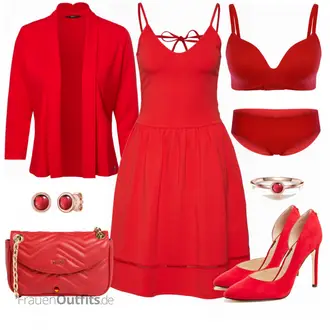 Outfit mit Rot/Dunkelrot/Rosa A-Linien Kleid/Sommerkleid/Kleid mit Tasche/Ärmelloses Kleid/SkaterKleid/Jerseykleid/Tenniskleid/Tunika Only "Farbliches Outfit für die Party"