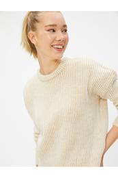 Basic Knitwear Sweater Crew Neck Ribbed Long Sleeve