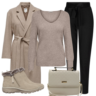 Outfit met grijs/bruin/beige Winter sneaker/Winter Laars/Winter laars/Leren herenschoenen/Waterdichte Laars/Gewatteerde Laars Skechers "Herfstse vrijetijdskleding"
