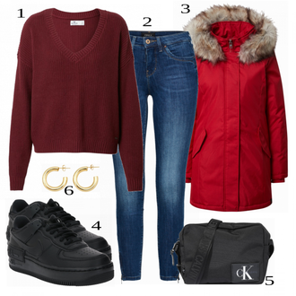 Outfit sa Crvena Hollister "Kostim za jesen"