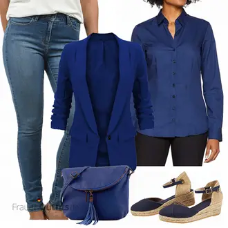 Outfit mit Dunkelblau Bluse Mit Ellen­bogen-patch/LangarmBluse/Bluse Mit Knopf/Bluse mit Stehkragen/Bügelfreie Bluse/Slim Fit Bluse/Business Bluse Seidensticker "Toller Look fur die Freizeit"