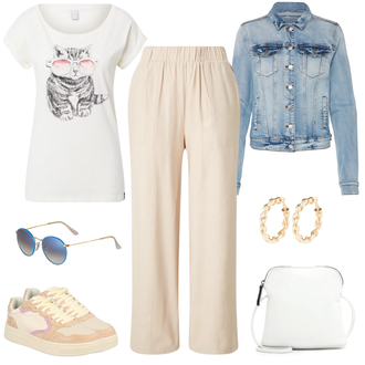 Outfit mit Rosa/Beige/Blau Sneaker SCOTCH & SODA "Stylisher Sommerlook"