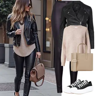 Outfit mit Schwarz/Weiß Canvas-Sneaker/Sneaker Low/Plateau-Sneaker Converse "Frühlingsoutfit"