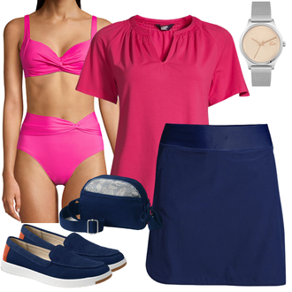 Outfit mit Rosa/Beige/Blau Uhr Lacoste "Sommerliches Freizeit Outfit"
