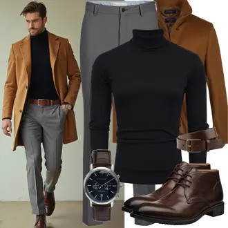 Outfit mit Braun/DunkelBraun Chelsea Boot/Lederjacke/Flache Stiefelette/Leder Stiefelette Tommy Hilfiger "Elegantes Winter Outfit"