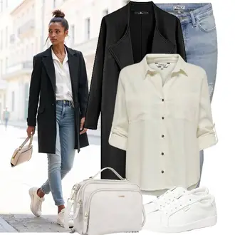 Frühlings Outfits Edel mit Schwarz/Dunkelgrau Strickjacke Tracht/Strickjacke Gefüttert/Wolle Strickjacke/Wickelstrickjacke/Winter Strickjacke/Kaschmir-Strickjacke/Lange Strickjacken LILLUSORY, Khaki/Weiß/Beige Blusenbody/Seidenbluse/Bluse Mit Ellen­bogen-patch/3/4 Bluse/Schlupfbluse/Bluse Mit Knopf/Leinen­bluse Only, Grau/Beige/Braun Tasche Büro/Tragetasche/Umhängetasche/Reisetasche/Schulranzen/Laptoptasche/Macbook Tasche/Wickeltasche Gladdon "Stylische Kombination für den Frühling"Look: Coole, Streetwear, Uni, Chill, Trendige, Stil, Overdressed, Oversize, Elegant, Smart Casual, Edel, Unisex, Safari, Casual, Schick, Workwear, Nahtlos, Classic, Boyfriend, Mom, Rad, Emo, Metal, Girlfriend, Boho, Kuschel, Mit Transparent, Softgirl, Premium, Vintage, Ausgefallene