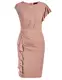 Hanna Nikole Women Plus Size Cocktail Dress Solid Color Pencil Dress Slim Sheath Dress Rosa XXL