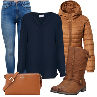 Nabori Outfit sa Tamnoplava Bluza s gumbom/Bluza koja se ne pegla/Slip-on Bluza/Poslovna Bluza/Bluza Dugih Rukava/Kožna jakna za muškarce/Bluza s Podignutim Ovratnikom/Bodija Bluze/Svilena bluza/Jednobojna Bluza Vila "Cool zimski outfit"