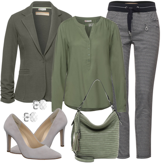 Outfit mit Silber/Creme/Weiß Ohrclip Tamaris "Modernes Business Outfit"