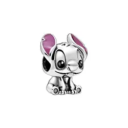 Disney Stitch silver charm with black and purple enamel