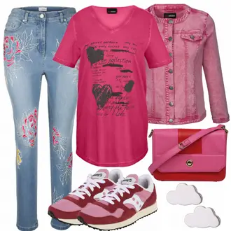 Outfit mit Grau Sneaker Saucony "Naomi"