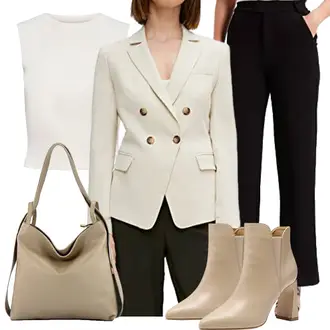 Elegante Outfits Lang mit Schwarz/Creme/Braun Marlenehose/Herren Lederjacke/Weite Hose/Bundfaltenhose/Business Hose/Bundfaltenhose Comma, Beige/Braun/Khaki Schultertasche/Shopper/Tragetasche/Shopper-Tasche/Große Tasche/Schultertasche modamoda de "Elegantes Winter Outfit"