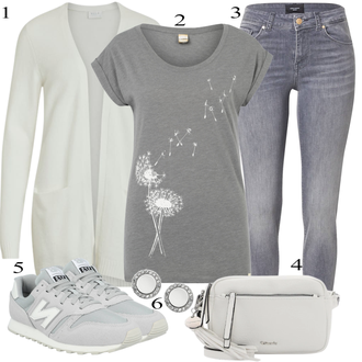 Midi apranga su Pilka/Kremo spalva/Balta/Haki Vila "Ležérne Outfit"