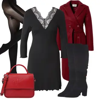 Kombinacije za zimu sa Crna Hulahopke Swedish Stockings "Moderan zimski outfit"