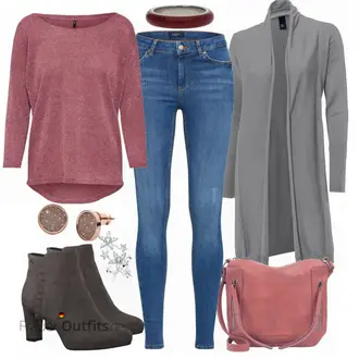 Outfit mit Dunkelrot/Rosa/Lila/Bordeaux 3/4 Bluse/Klassische Tunika/Elegante Tunika/ausgefallene tunika/Festliche Tunika/Lederjacke/Tuniken-Shirt/Bluse Große Größe/Tunika Only "ONLY Pullover"
