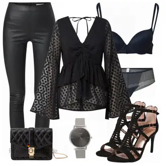 Outfit mit Schwarz High Heel/Sandalette Bullboxer "Eleganter Look"
