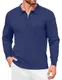 COOFANDY Herren Pullover Half Zip Pullover mit Hemdkragen Strick Freizeit Basic Polo Langarmshirt Blau M