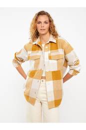 Lcwk Plaid Long Sleeve Oversize Women Lumberjack Shirt Jacket