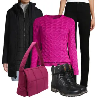 Winter Outfits Jeans mit Schwarz Leder Stiefelette/SchnürStiefelette Pepe Jeans "Outfit für den Winter"