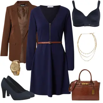 Outfit mit Dunkelbraun/Braun Mantel/Blazerjacke/Blazer mit Feder/Blusenblazer/Boyfriend Blazer/Lederjacke/Eleganter Blazer/Longblazer/Oversize Blazer/Lederjacke für Männer Pieces "Schickes Businessoutfit"