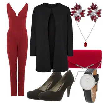 Outfit mit Rot Jumpsuit Wal g. "LadyRed"