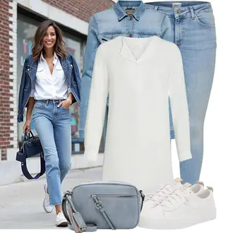 Elastischer Outfit mit Hellblau Slim Fit Jeans/Damen 7/8-Länge Jeans/Schlupfjeans/Leder Schuhe/Jeans mit Schlitz/High Waist Jeans/Push up Jeans Only "Schönes Freizeit Outfit"