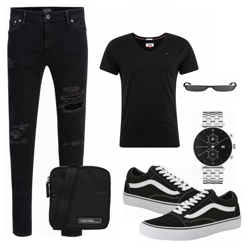 Schwarz T-Shirt Tommy Jeans kombinieren