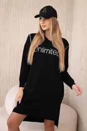 Dress with unlimited black inscription