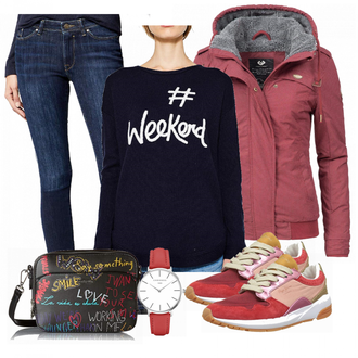 Outfit mit Schwarz Schultertasche Desigual "Weekend"