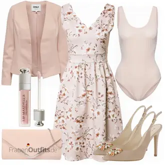 Geblümt Outfit mit Rosa/Lila/Weiß/Braun Kleid Große Größe/A-Linien Kleid/Lässiges Kleid/Baumwollkleid/Kleid mit Tasche/Bedrucktes Kleid/Kleid Standesamt-gast/Ärmelloses Kleid/Sommerkleid About You "Modernes Business Outfit"