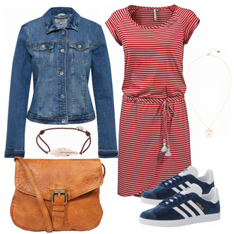 Gazelle Outfit mit Grau Sneaker Adidas Originals "Leo"