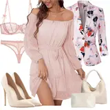 Rosa Off Shoulder Kleider Outfits image