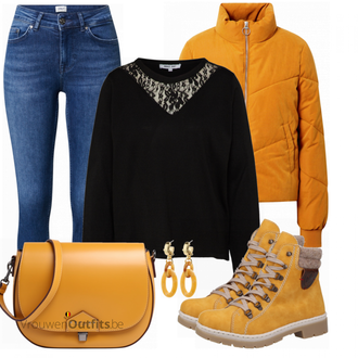 Outfit met geel Laars Rieker "Perfect voor de herfst"