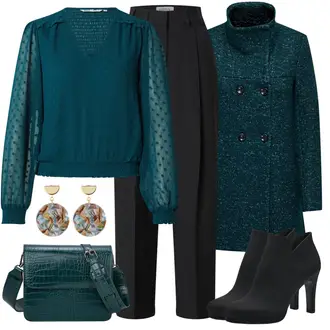 Outfit sa Tirkizna/Zeleno Bluza s zakrpom na laktu/Izvanredna Bluza/Dječja igračka/Bluza s Puf Rukavom/Svečana Bluza/Crash bluza/Prozirna bluza Only "Zimski outfit"