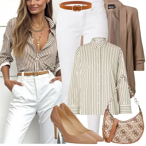 Kombinirajte Bež/Kaki/Smeđa Bluza i Tunika/Bluza Veći Broj SELECTED FEMME s Smeđa/Narandžasta/Bež Dodatak Ležerni Remen/Kožni Remen/Klasični Remeni/Ženski Opasak bez Kopče/Široki Pojas Pieces