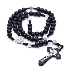 Fako Bijoux - Rozenkrans Ketting - Hout - Zwart - 10mm - Sinterklaas & Kerst