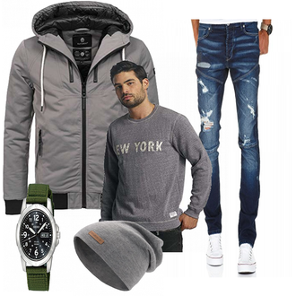 Outfit mit Grau Overall Navahoo "NewYork"