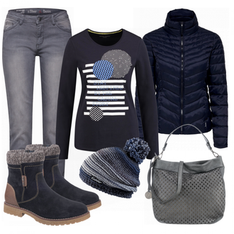 Outfit mit Blau Stiefel Tom Tailor "casual"