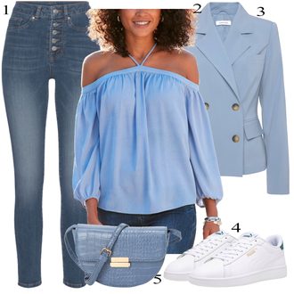 Outfity z džínu Vintage Vysoký Pas s Modrá/Tmavě modrá/Světle modrá Kotníková Bota/Capri Džíny/Kožené Boty/Dámské Džíny s Délkou 7/8/Zkrácené Džíny/Navlékací džíny/Kožená bunda/Push up Džín Lascana "Outfit na podzim"Look: Ležérní, Cool, Krásný, Old Money, Skromné, Vintage