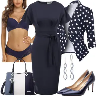 Elegante Outfits Lang mit Dunkelblau T-Shirt Kleid/Midikleid/Bürokleid/Standesamt Kleid/Kleid mit geradem Schnitt/Kleid mit Gürtel JASAMBAC "Modisches Abend Outfit"