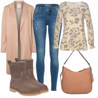 Outfit mit Grau/Braun Stiefel Timberland "Timberland"