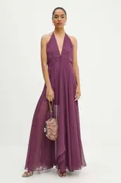 Obleka Chiffon Halterneck Dress vijolina barva, 1129001364