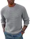 PJ PAUL JONES Herrenpullover Rundhals Strickpullover Waffelmuster Winterpullover Sweater Langarm Hellgrau M