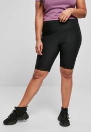 Women's high-waisted cycling shorts with lace trim black