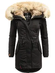 Navahoo Damen Warmer Winterparka mit Kapuze Bombii Schwarz Gr. M