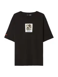 Bershka T-Shirt braun / melone / schwarz / weiß